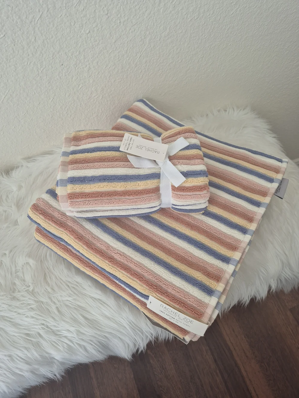 Rachel Zoe 100% cotton 4pc bath & hand towel sets